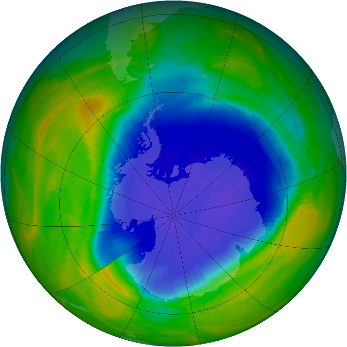 Antarctic ozone map for 09 October 1985